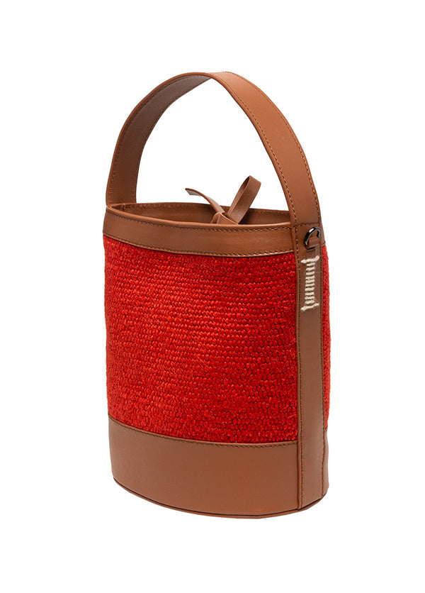 Emily Bucket Bag Red & Camel