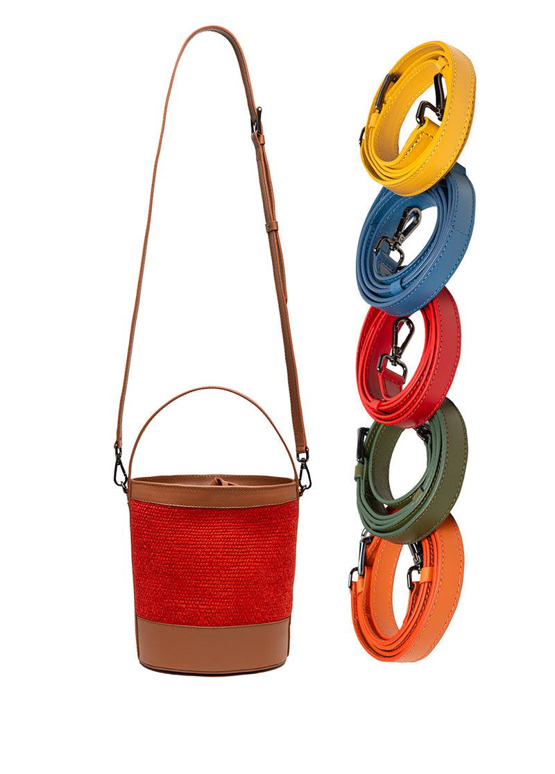 Emily Bucket Bag Red & Camel